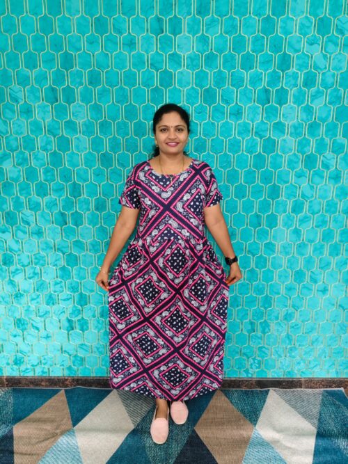 Feeding maxi Navy-blue color prints