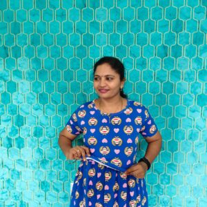 Feeding maxi Royal blue color prints