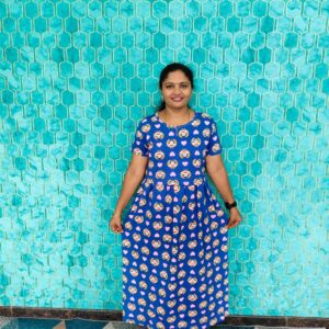 Feeding maxi Royal blue color prints