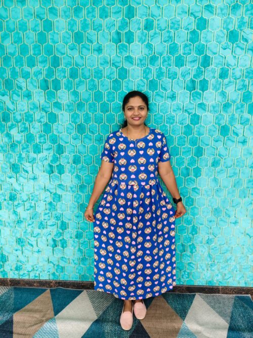 Feeding maxi Royal blue color prints