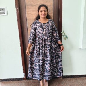 Feeding Kurtis black color with grey leaves