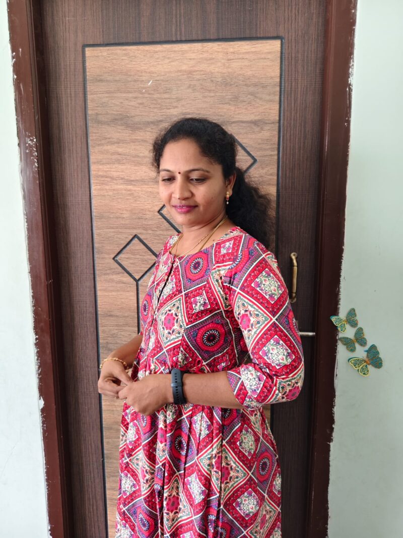 Feeding Kurtis red color checked diamond prints