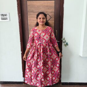Feeding Kurtis red color checked diamond prints