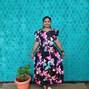 Feeding wear Black with multi color flowers