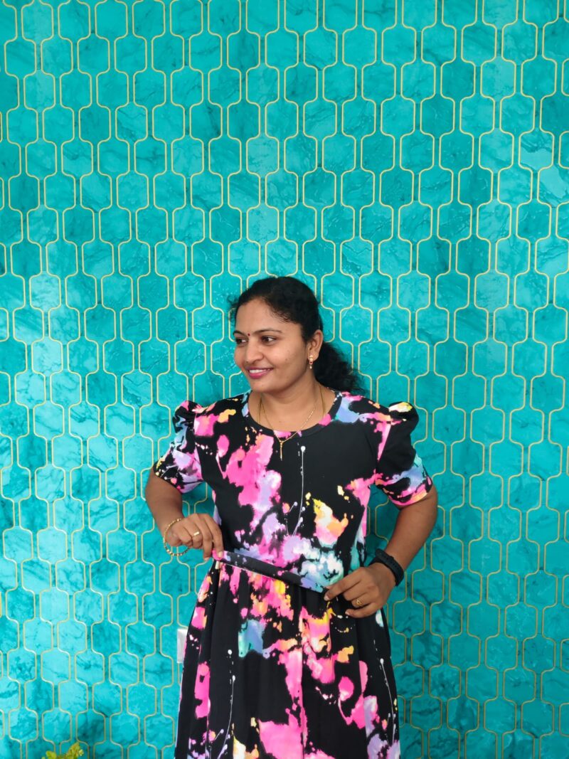 Feeding wear Black with multi color flowers