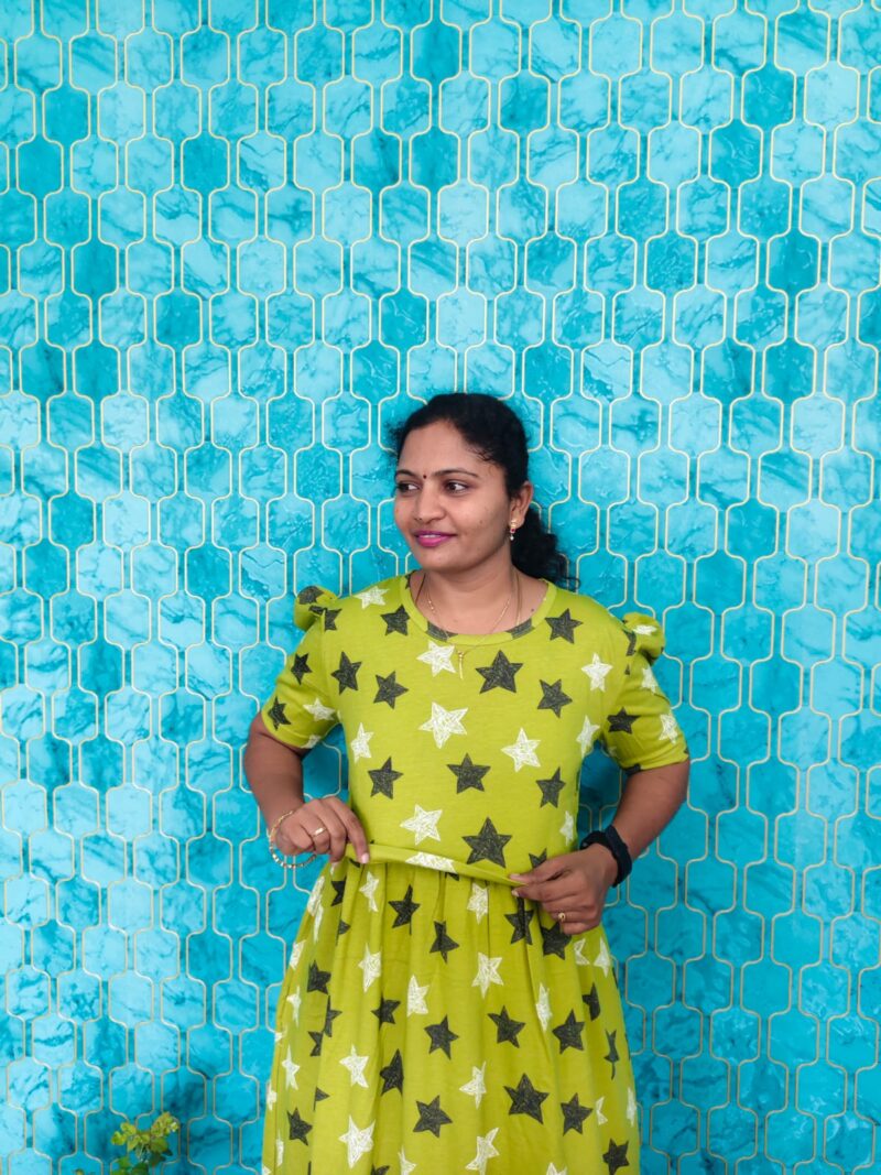 Feeding wear Mehandi green color with stars