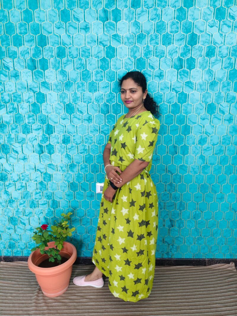 Feeding wear Mehandi green color with stars