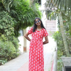 red flower feeding maxi