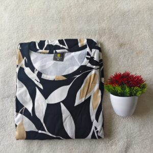 Feeding maxi Black color leaf prints (Non-puff)