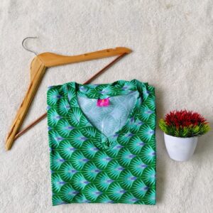 Puff Sleeve V-Neck Green Leaf casual maxi