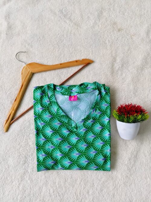 Puff Sleeve V-Neck Green Leaf casual maxi