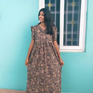 Puff Sleeve V -Neck Sandal & Rangoli casual maxi