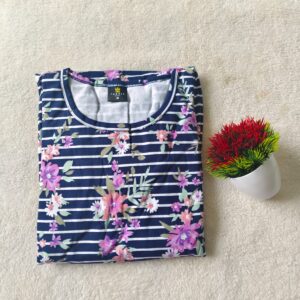 Feeding maxi Navy line print (Non-Puff)
