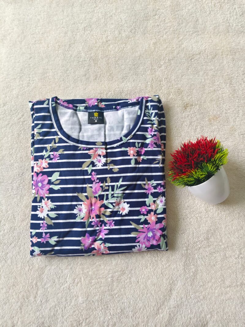 Feeding maxi Navy line print (Non-Puff)
