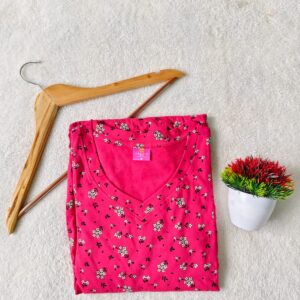 Puff Sleeve V-Neck Pink flower casual maxi